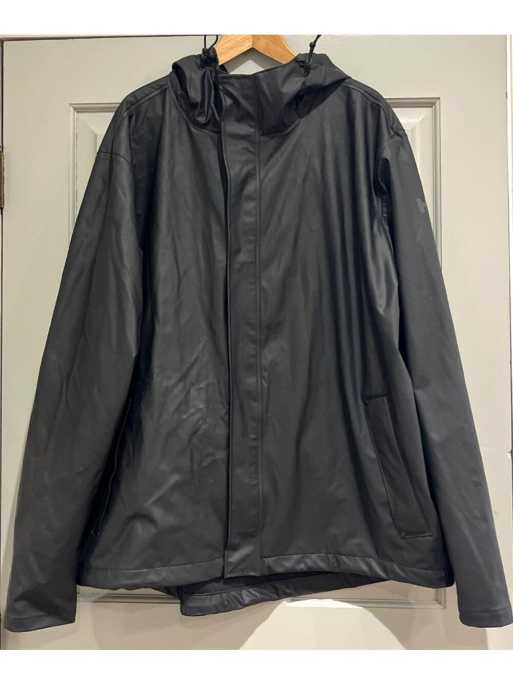 Helly Hansen Rain Jacket Men's 2XL Black HH Waterproof PU Hooded Outdoor